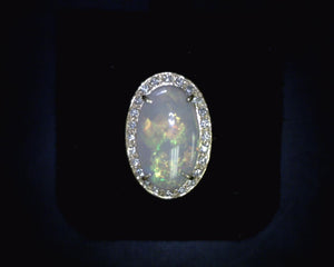 Crystal Opal and Diamond Ring 020969