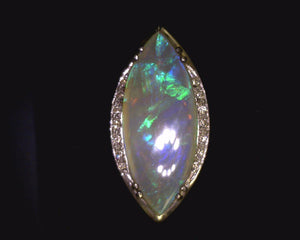 Crystal Opal and Diamond Ring 021100