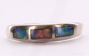 Sterling Silver Crystal Opal Inlay ring 021239