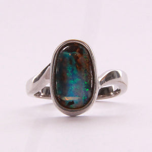 Sterling Silver Boulder Opal Ring 030223