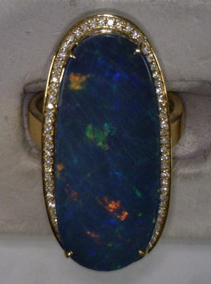 Doublet Opal and Diamond Ring 051331