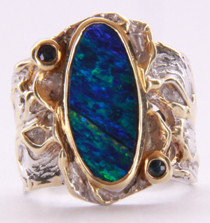 Sterling Silver Doublet Opal Ring 051346