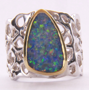 Sterling Silver Doublet Opal Ring 051347