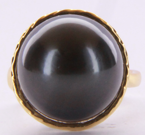 Sterling Silver Gold Plated Tahitian Pearl Ring