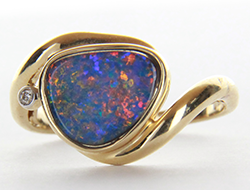 Yellow Gold Doublet Opal Ring 050406