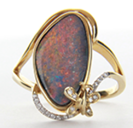 Doublet Opal Ring 051365 - Close Up